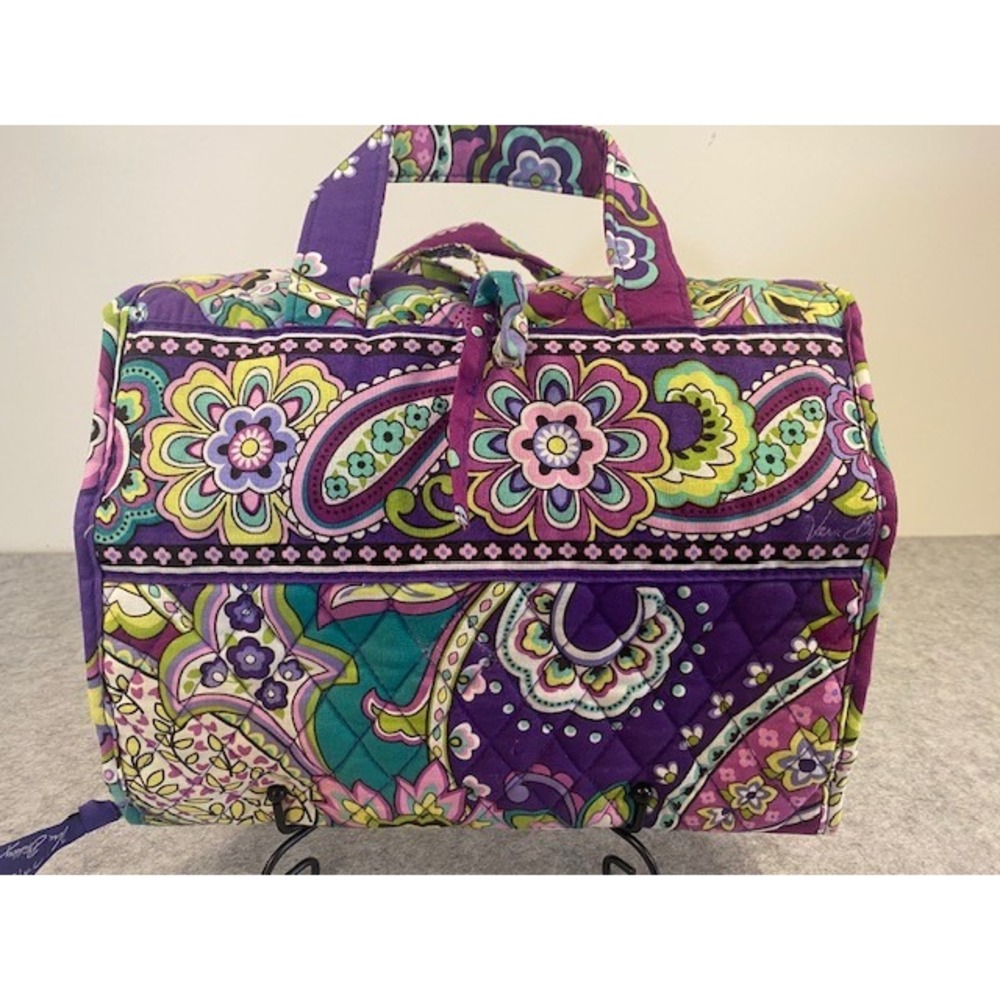 Vera Bradley Hanging Travel Jewelry Cosmetic‎ Makeup Bag Purple Paisley